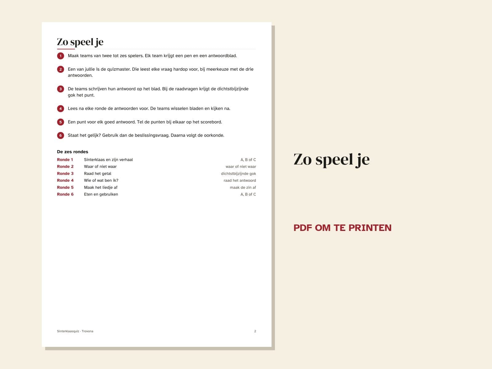 Eine Seite aus der PDF-Datei: Sinterklaas-Quiz für die Familie: 60 Fragen in 6 Runden