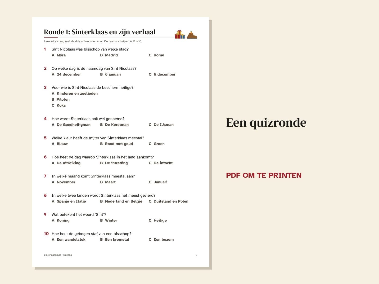 Eine Seite aus der PDF-Datei: Sinterklaas-Quiz für die Familie: 60 Fragen in 6 Runden