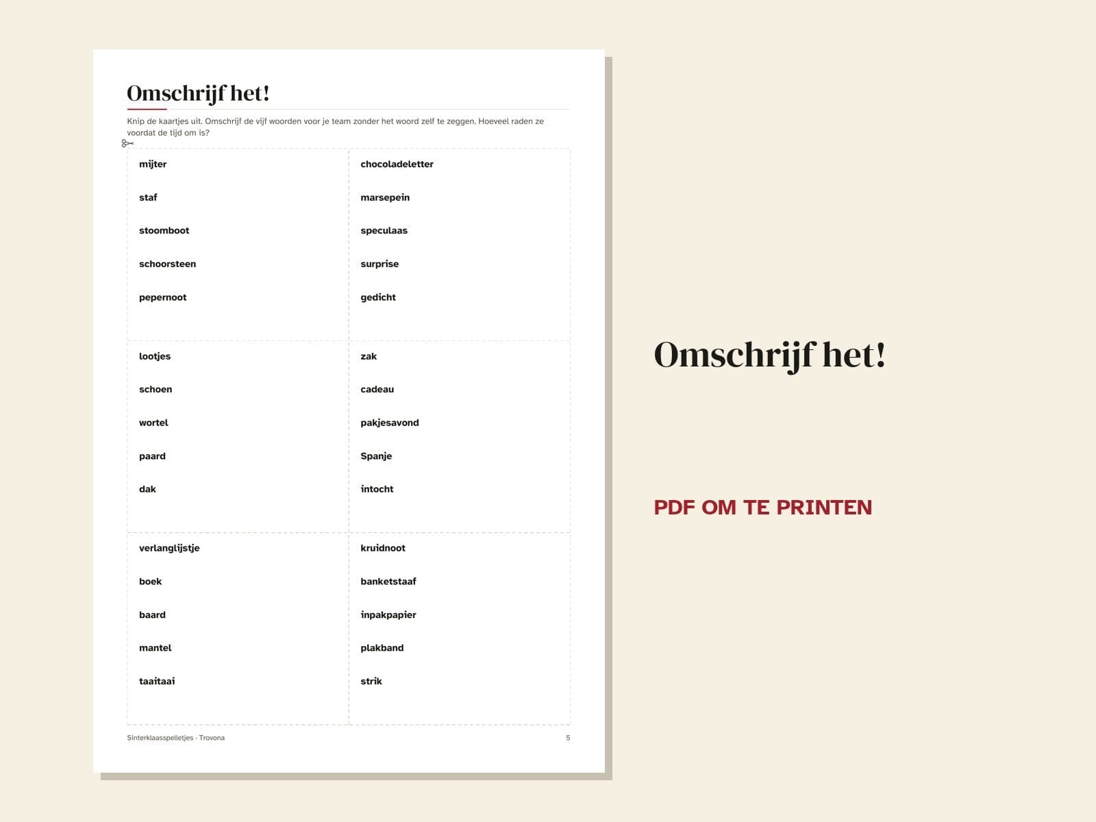 Eine Seite aus der PDF-Datei: Sinterklaas-Partyspiele: Quiz, Pepernoten raten, Umschreiben und Wer bin ich
