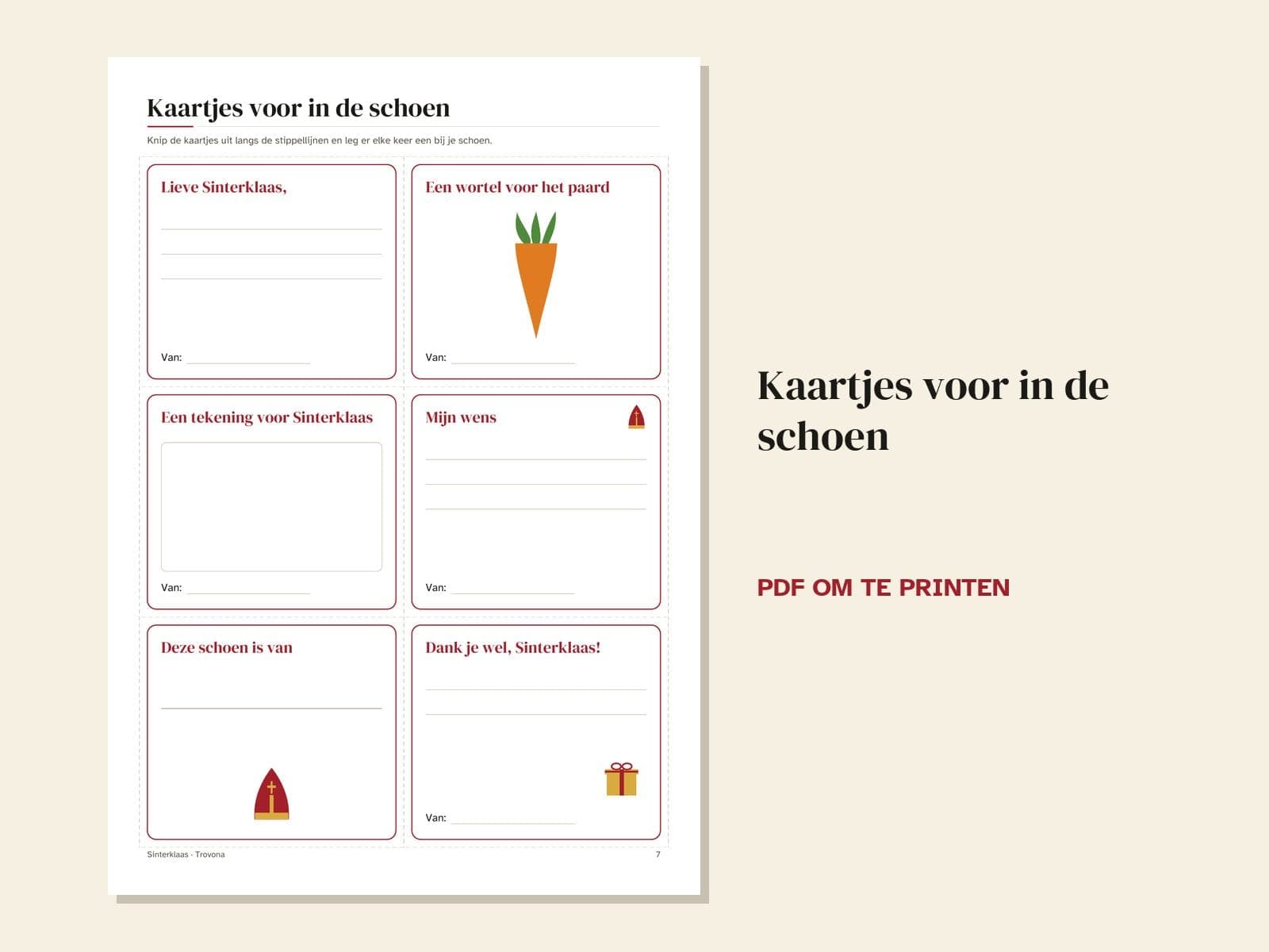 Eine Seite aus der PDF-Datei: Karten für den Schuh