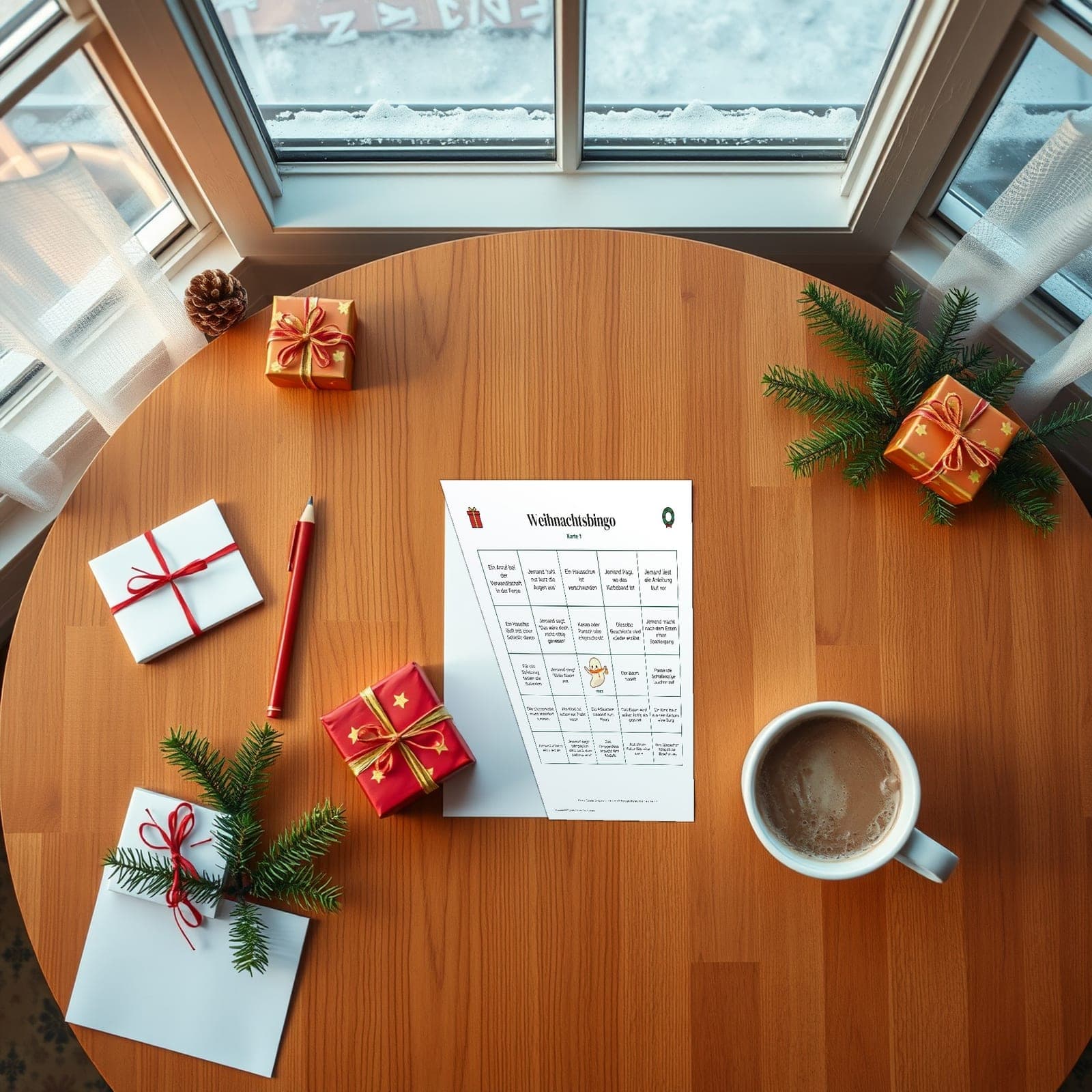 Eine Seite aus der PDF-Datei: Weihnachtsbingo für die Familie: 16 Karten mit Familienmomenten