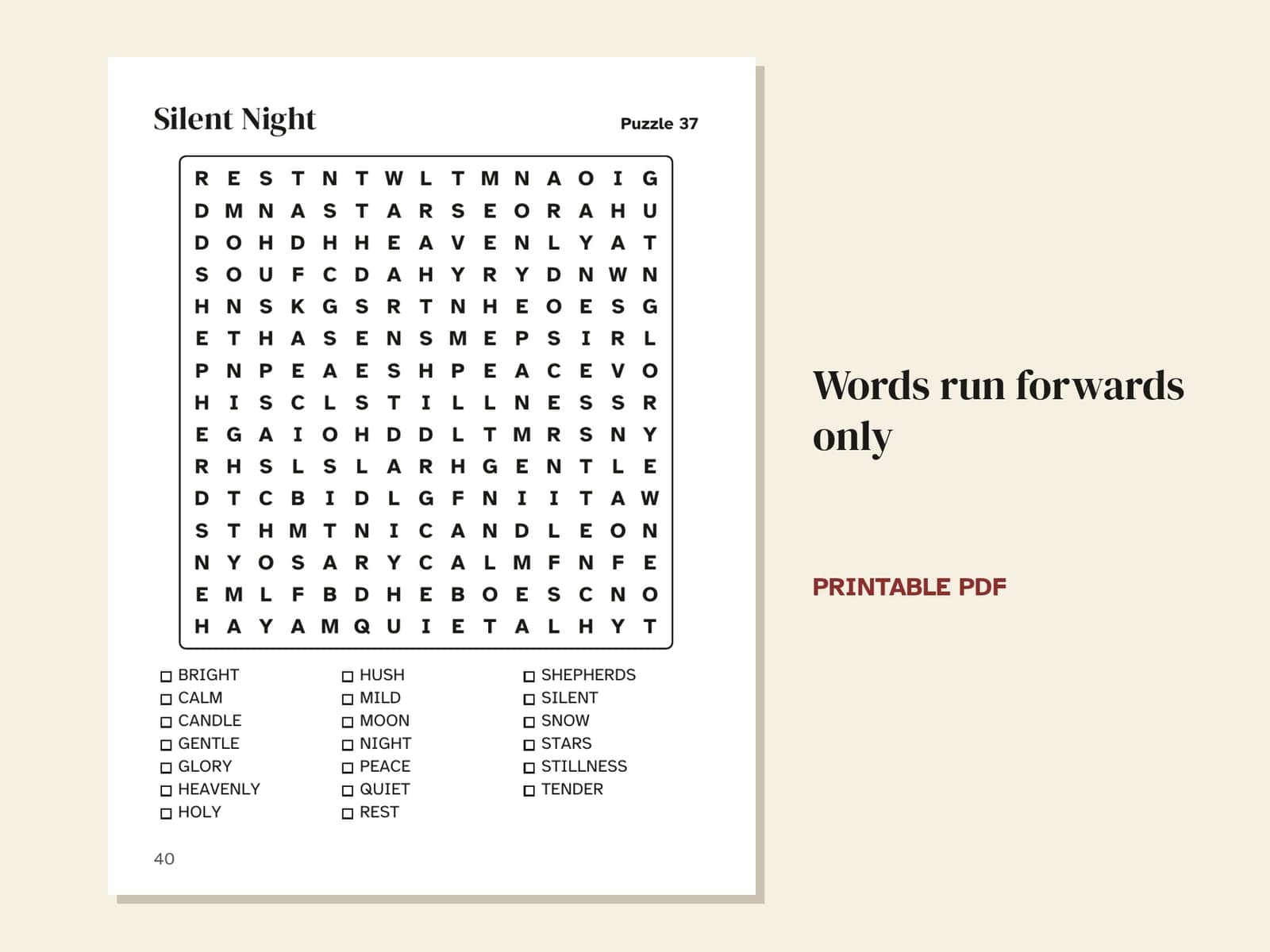 Une page du livre : grille 37, Silent Night
