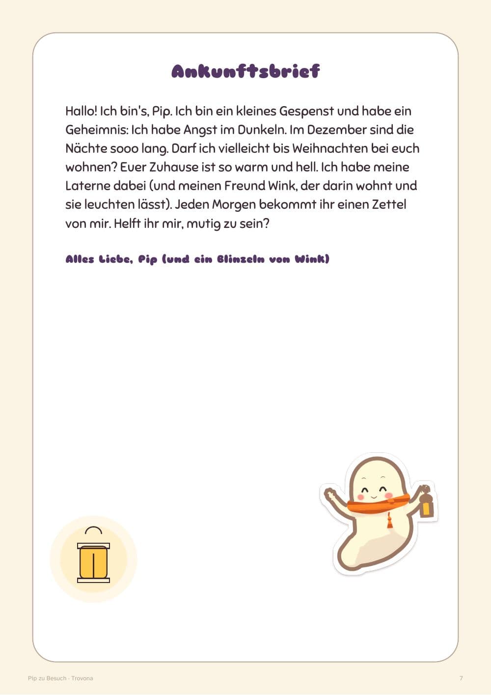 Pips Ankunftsbrief: Seite 7 aus Pip zu Besuch: 24 Briefchen und Aktivitäten für die Adventszeit, druckbare Adventstradition für Kinder