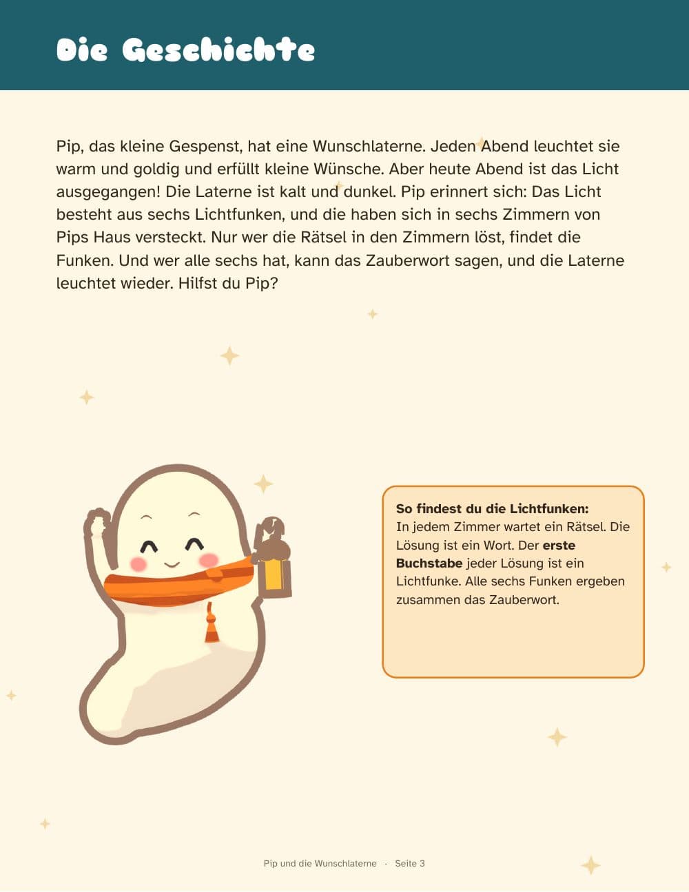Seite 3 des Pakets: Seite 3 aus Exit-Spiel für Kinder von 8 bis 12 Jahren: Pip und die Wunschlaterne