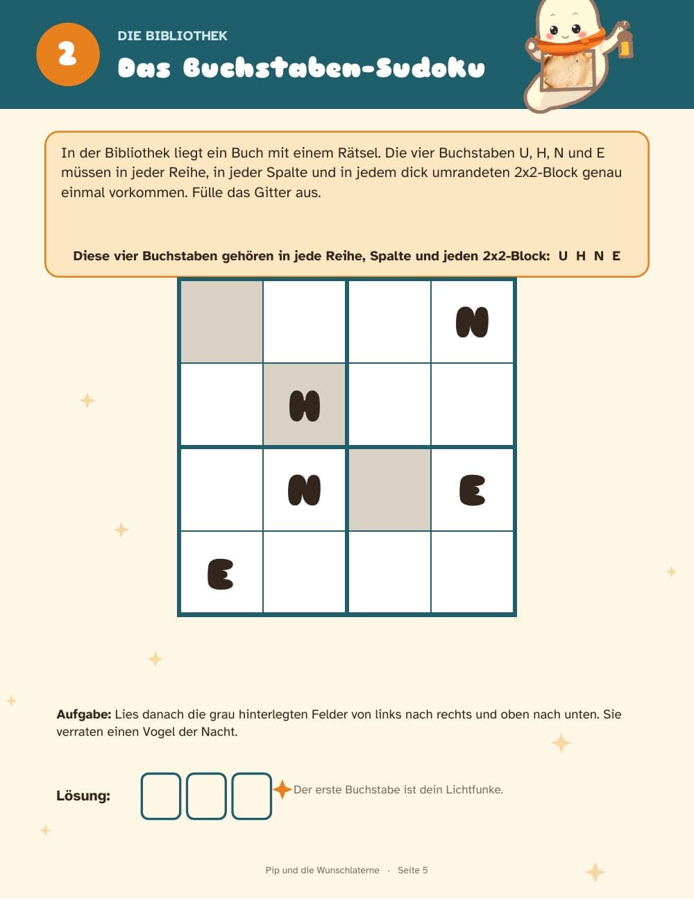 Seite 5 des Pakets: Seite 5 aus Exit-Spiel für Kinder von 8 bis 12 Jahren: Pip und die Wunschlaterne