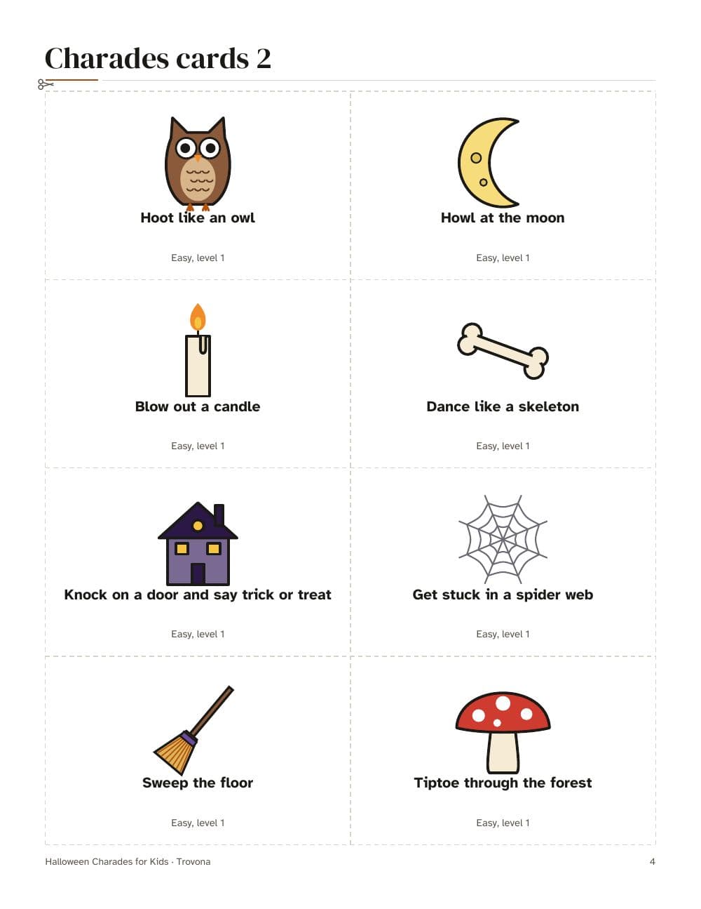 Seite 4 des Pakets: Seite 4 aus Halloween-Scharade für Kinder: 40 Bildkarten (auf Englisch)