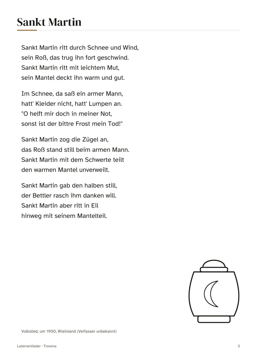 Seite 3 des Pakets: Seite 3 aus Laternenlieder zum Ausdrucken: Liederzettel Sankt Martin