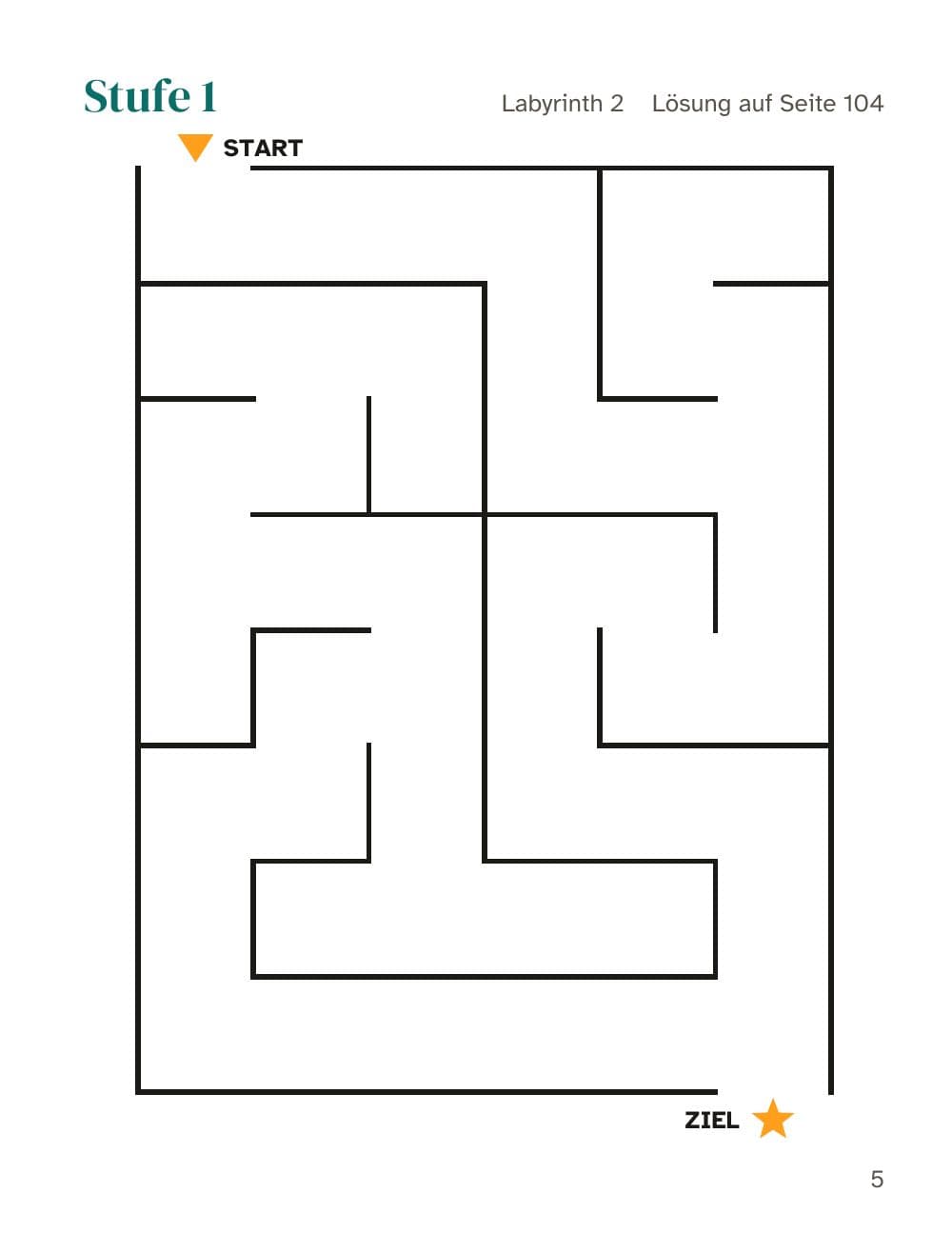 Stufe 1, Labyrinth 2: Seite 5 aus Labyrinthe für Kinder von 4 bis 8 Jahren: 100 Labyrinthe von leicht bis schwer