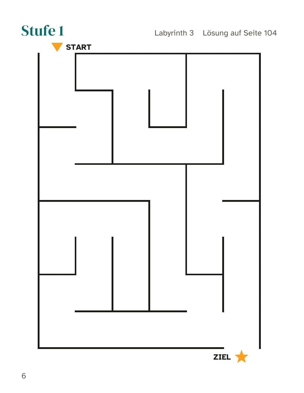 Stufe 1, Labyrinth 3: Seite 6 aus Labyrinthe für Kinder von 4 bis 8 Jahren: 100 Labyrinthe von leicht bis schwer