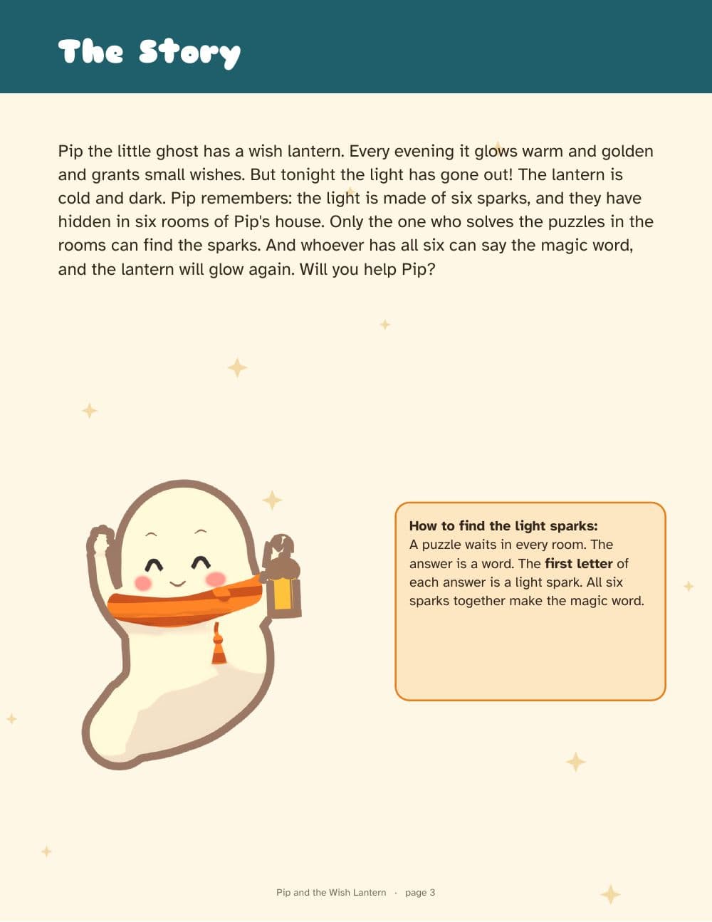 Page 3 du pack : page 3 de Escape game pour enfants de 8 à 12 ans : Pip et la lanterne à vœux (en anglais)