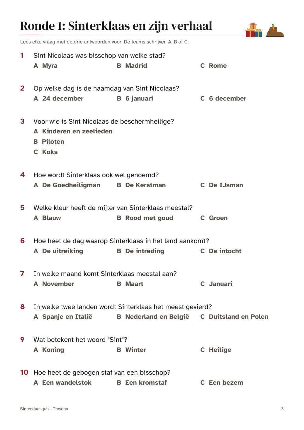 Seite 3 des Pakets: Seite 3 aus Sinterklaas-Quiz für die Familie: 60 Fragen in 6 Runden (auf Niederländisch)