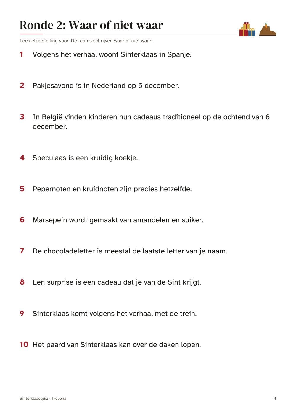 Seite 4 des Pakets: Seite 4 aus Sinterklaas-Quiz für die Familie: 60 Fragen in 6 Runden (auf Niederländisch)