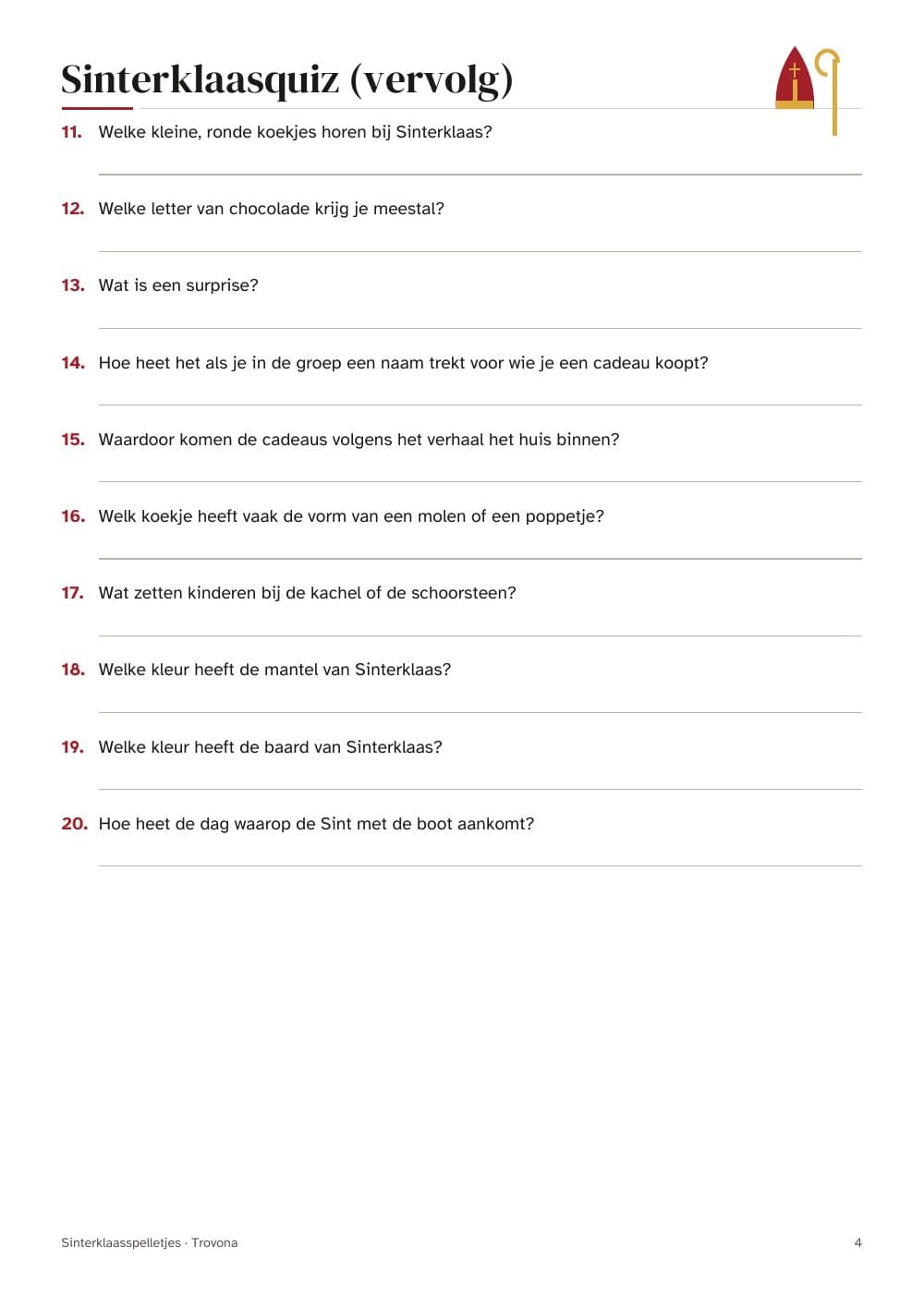 Seite 4 des Pakets: Seite 4 aus Sinterklaas-Partyspiele: Quiz, Pepernoten raten, Umschreiben und Wer bin ich (auf Niederländisch)