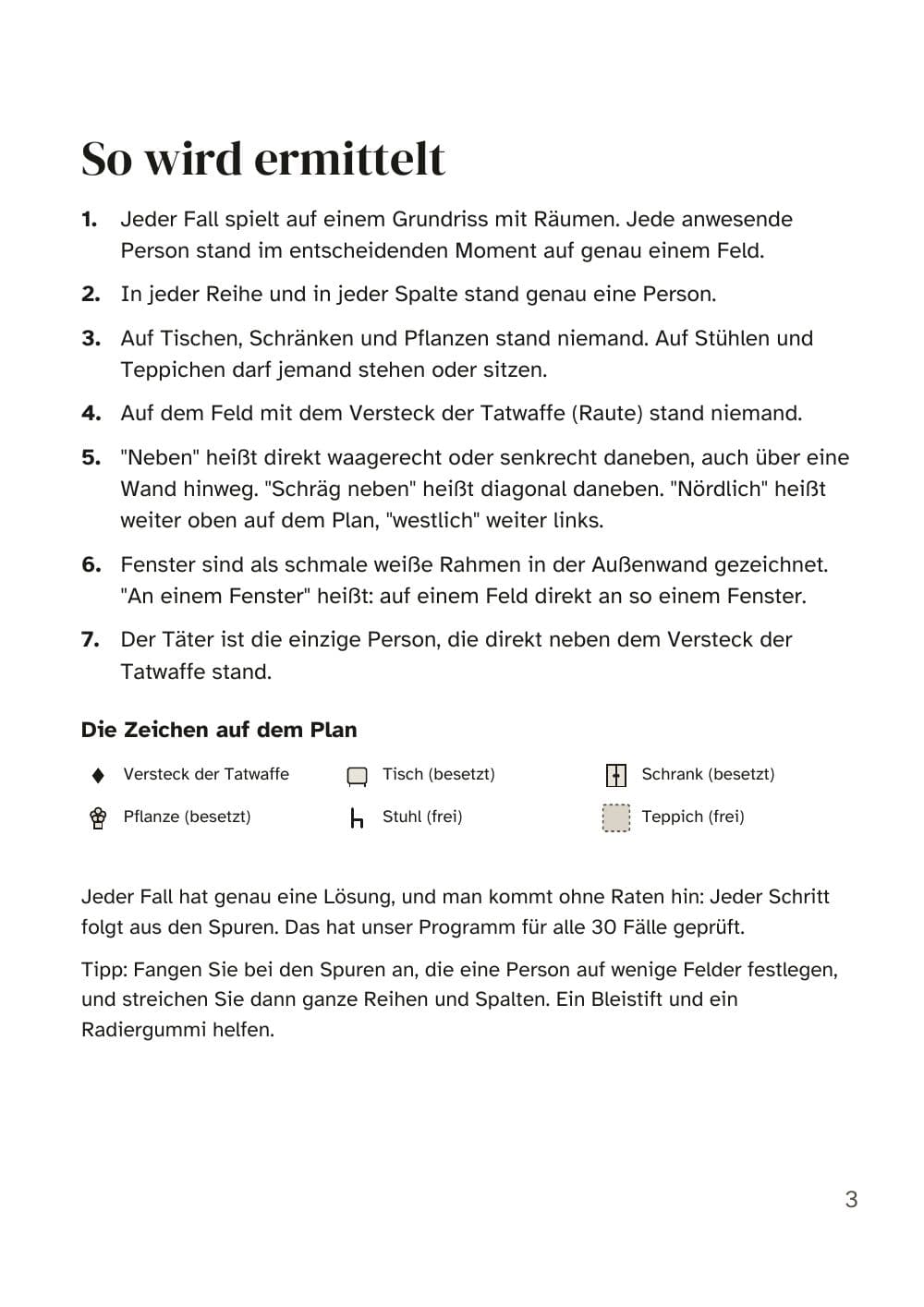 Seite 3 des Pakets: Seite 3 aus Krimi-Logikrätsel "Wer stand wo?": 30 Fälle auf dem Grundriss