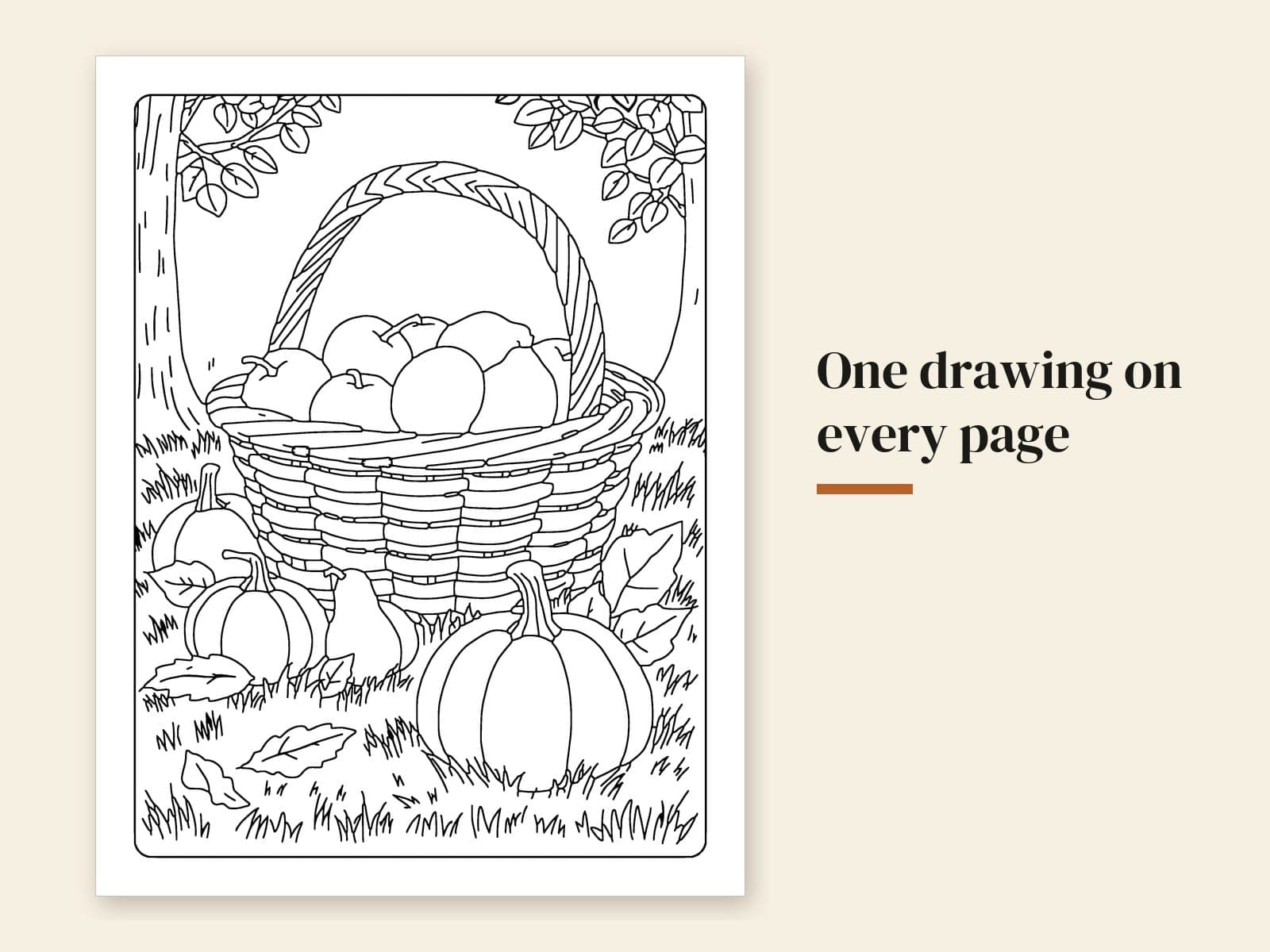 A page from the PDF: a basket of apples among pumpkins