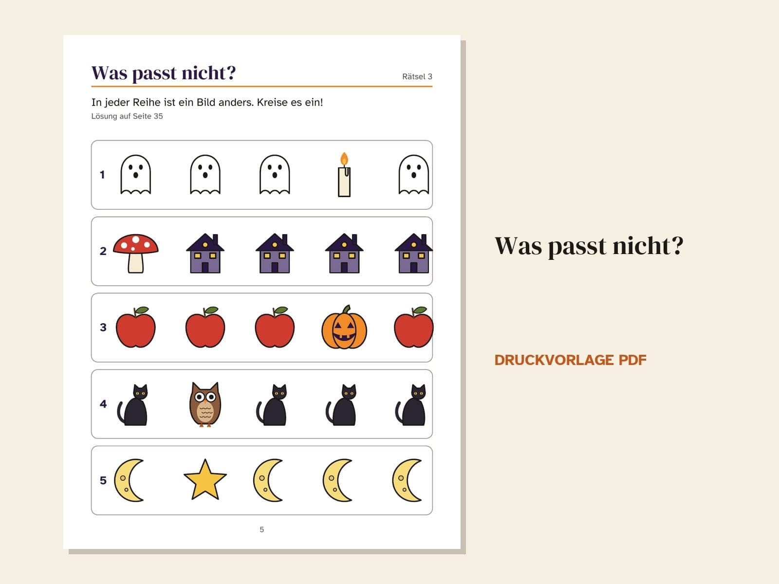 Eine Seite aus dem Heft: Was passt nicht?
