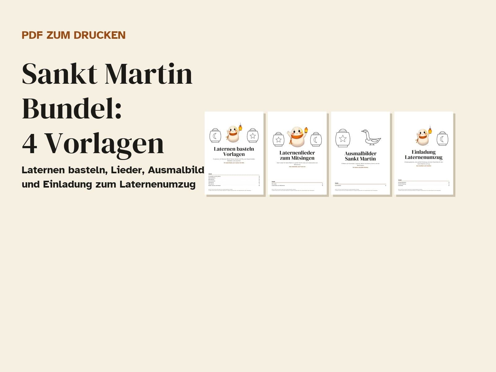 Sankt Martin Bundle: Laternen basteln, Lieder, Ausmalbilder und Einladung