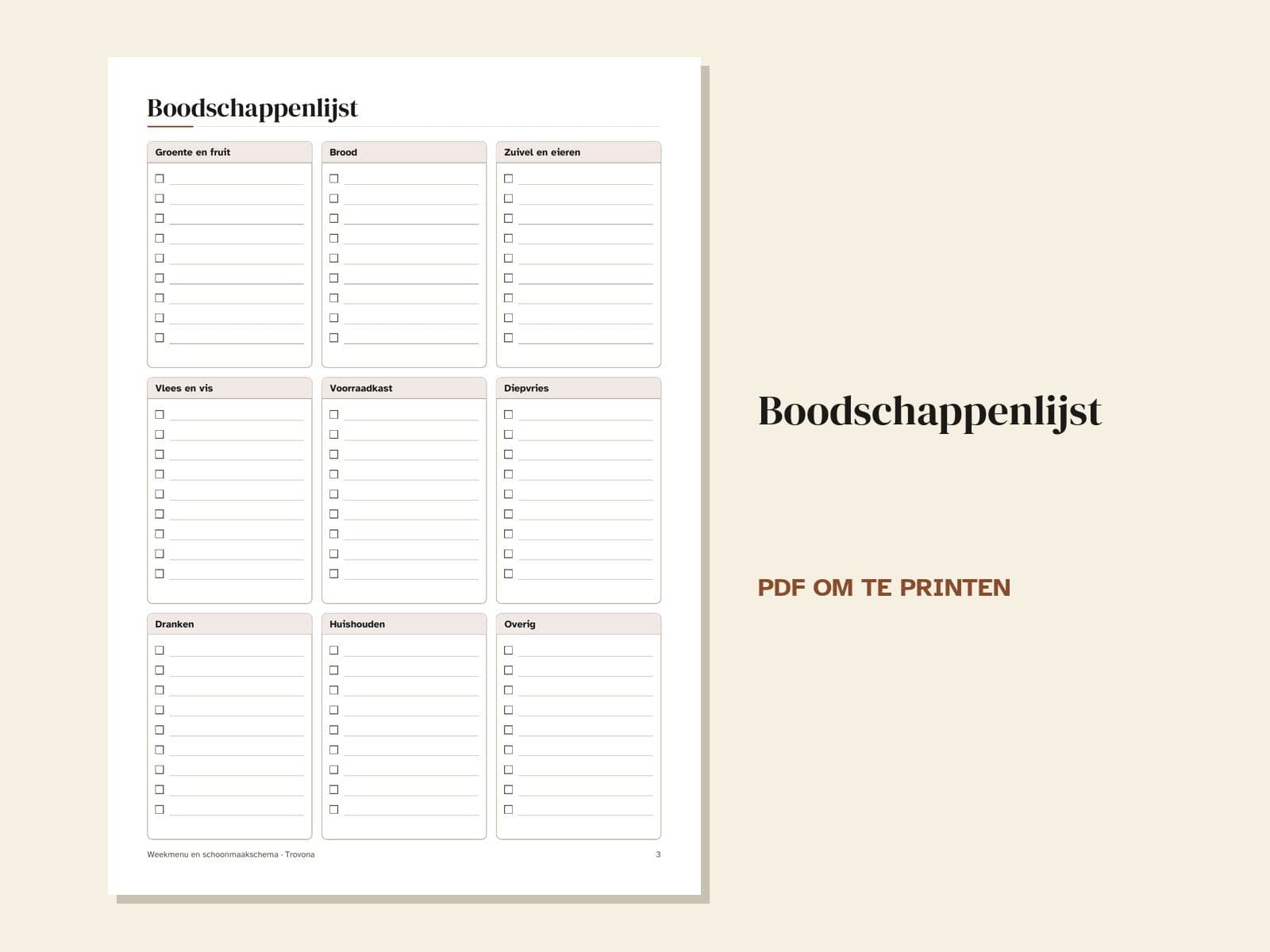 Een pagina uit de pdf: de boodschappenlijst