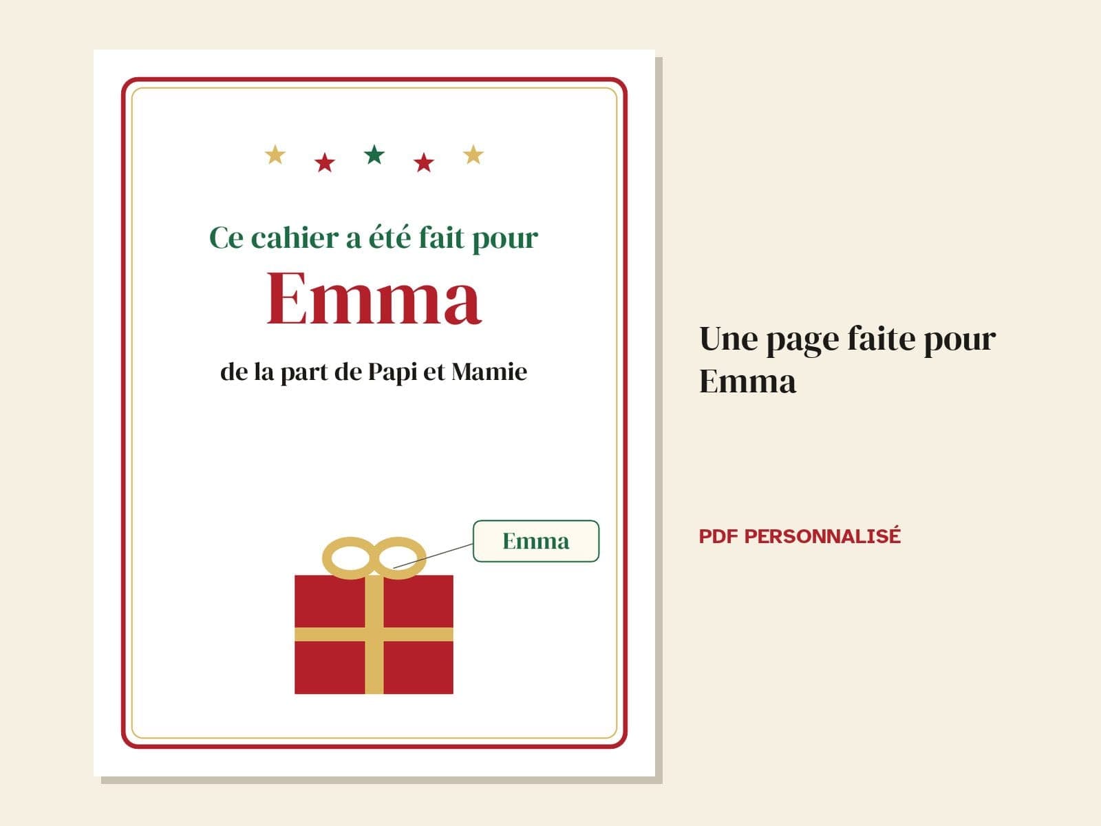 Une page de l'exemple : une page faite pour Emma