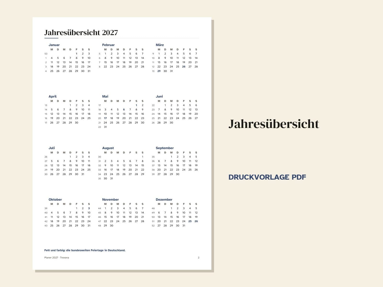 A page from the PDF: the year at a glance