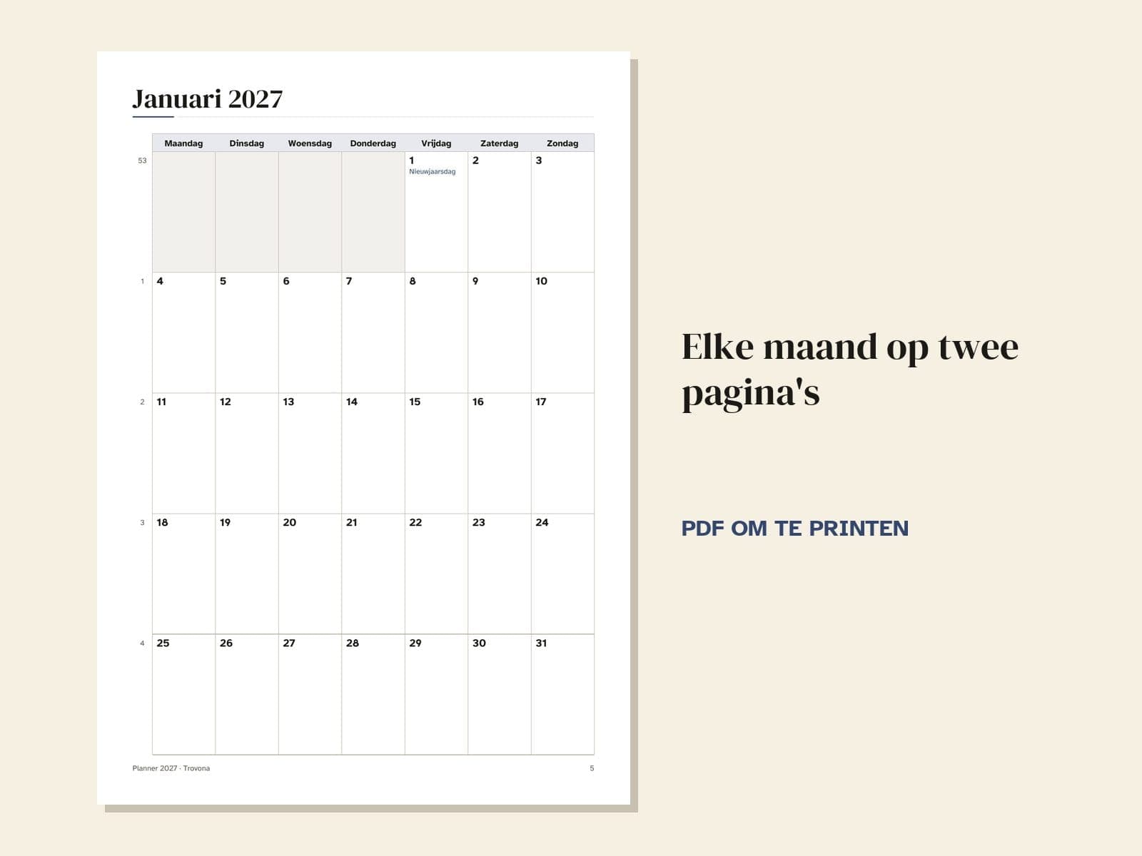 A page from the PDF: a month on two pages