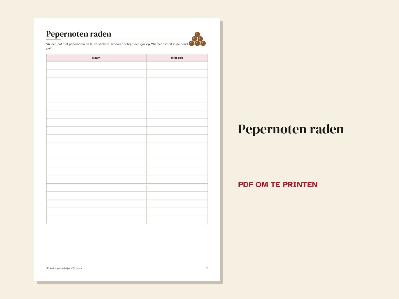 Een pagina uit de pdf: Sinterklaasspelletjes: quiz, pepernoten raden, omschrijf het en wie ben ik