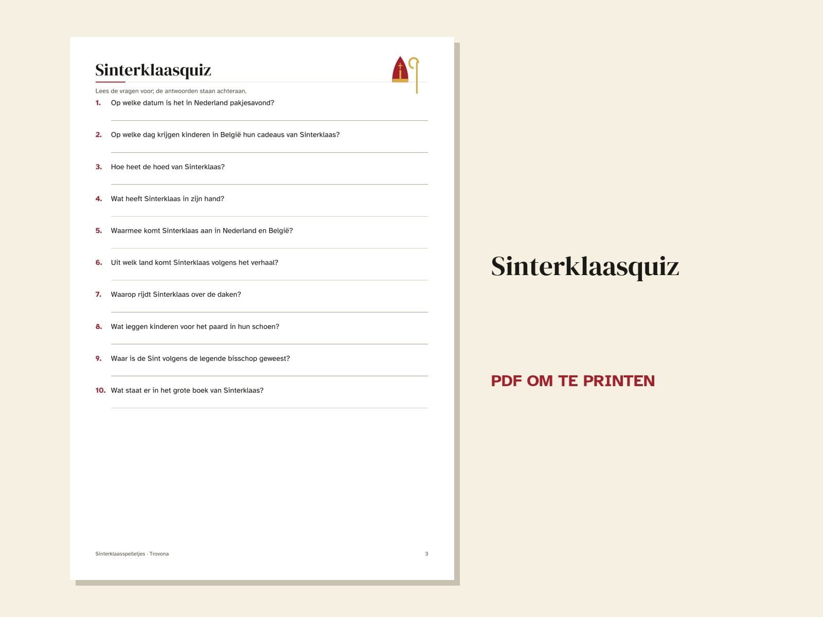 Een pagina uit de pdf: Sinterklaasspelletjes: quiz, pepernoten raden, omschrijf het en wie ben ik