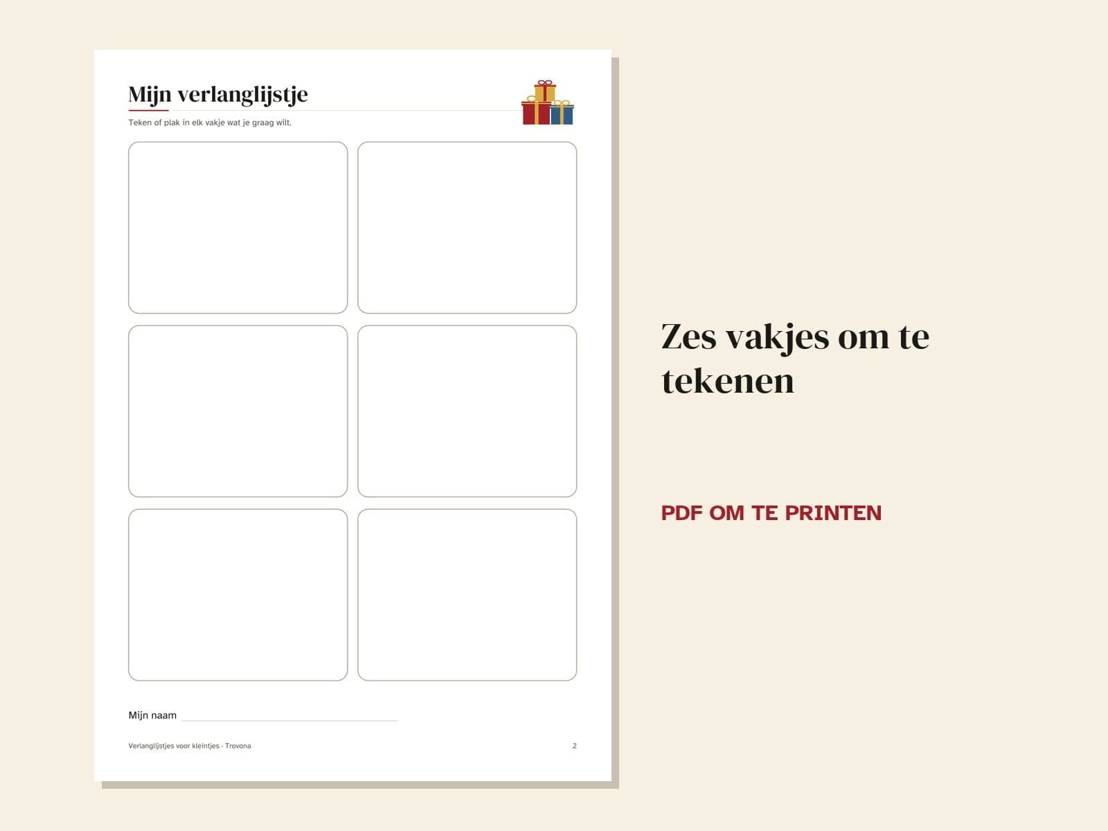 Een pagina uit de pdf: Verlanglijstje Sinterklaas voor kleintjes: tekenen en plakken, 3 tot 6 jaar