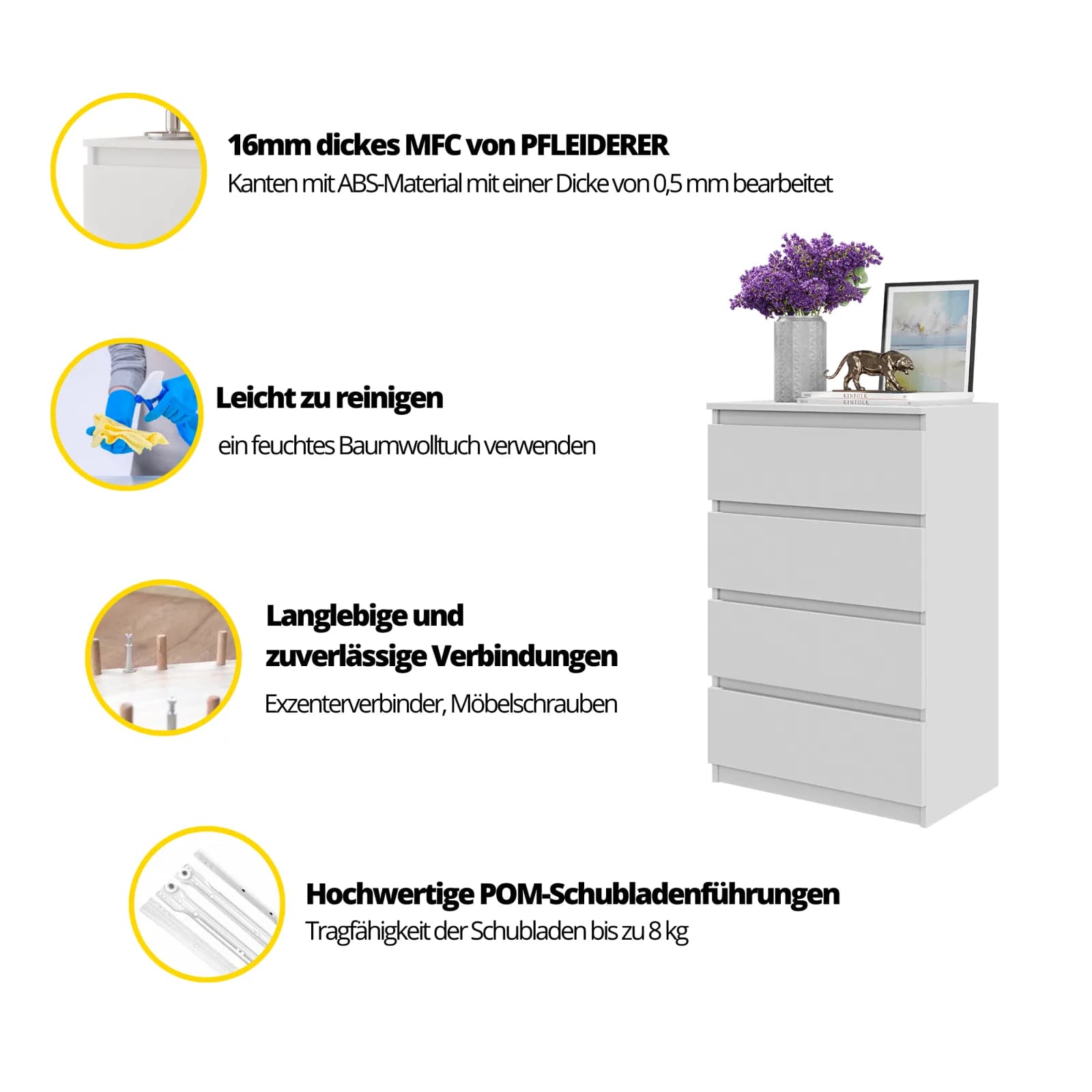 GABRIEL ladekast met 4 lades, 60 cm, antracietgrijs (4)