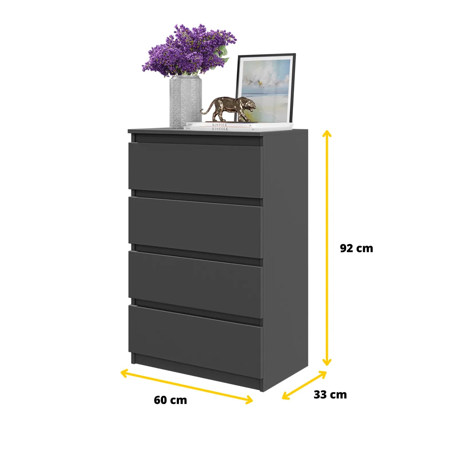 GABRIEL ladekast met 4 lades, 60 cm, antracietgrijs (5)
