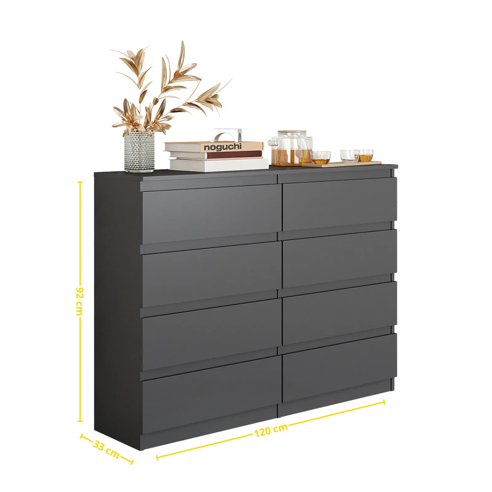GABRIEL Kommode mit 8 Schubladen, 120 cm, Anthrazitgrau (2)